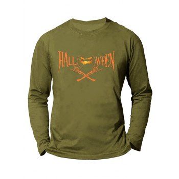 Halloween Pumpkin Skeleton Hand Print Graphic T-shirt Long Sleeve Round Neck Casual Tee, Army green
Halloween Pumpkin Skeleton Hand Print Graphic T-shirt Long Sleeve Round Neck Casual Tee, Army green