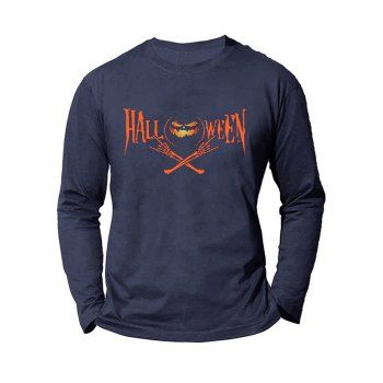 Halloween Pumpkin Skeleton Hand Print Graphic T-shirt Long Sleeve Round Neck Casual Tee, Cadetblue
Halloween Pumpkin Skeleton Hand Print Graphic T-shirt Long Sleeve Round Neck Casual Tee, Cadetblue