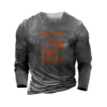 TRICK OR TREAT Pumpkin Print Graphic T-shirt Long Sleeve Round Neck Casual Tee, Gray
TRICK OR TREAT Pumpkin Print Graphic T-shirt Long Sleeve Round Neck Casual Tee, Gray