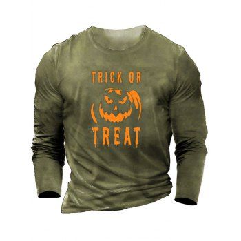 TRICK OR TREAT Pumpkin Print Graphic T-shirt Long Sleeve Round Neck Casual Tee, Army green
TRICK OR TREAT Pumpkin Print Graphic T-shirt Long Sleeve Round Neck Casual Tee, Army green