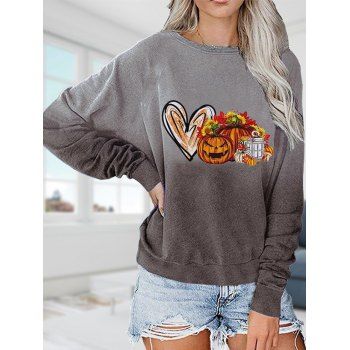 Ombre Sweatshirt Pumpkin Heart Floral Print Long Sleeve Halloween Sweatshirt, Light gray
Ombre Sweatshirt Pumpkin Heart Floral Print Long Sleeve Halloween Sweatshirt, Light gray