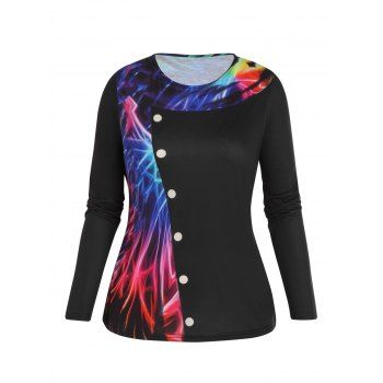 Plus Size & Curve T-shirt Colorful 3D Print T Shirt Long Sleeve Casual Tee, Black
Plus Size & Curve T-shirt Colorful 3D Print T Shirt Long Sleeve Casual Tee, Black