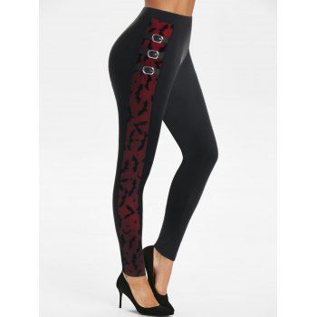 Halloween Bat Mesh Panel Leggings Buckle Straps High Waist Skinny Leggings, Black
Halloween Bat Mesh Panel Leggings Buckle Straps High Waist Skinny Leggings, Black