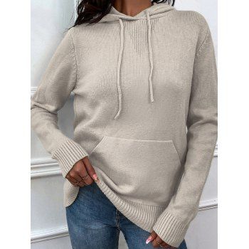 Ribbed Hem Hooded Sweater Kangaroo Pocket Drawstring Hood Casual Pullover Sweater, Light coffee
Ribbed Hem Hooded Sweater Kangaroo Pocket Drawstring Hood Casual Pullover Sweater, Light coffee