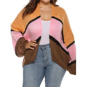 Plus Size Crochet Cardigan Contrast Colorblock Open Front Drop Shoulder Long Sleeve Cardigan, Multicolor
Plus Size Crochet Cardigan Contrast Colorblock Open Front Drop Shoulder Long Sleeve Cardigan, Multicolor