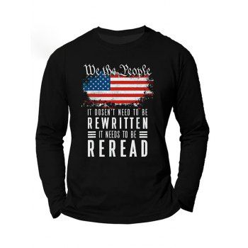 American Flag Slogan Letter Print Graphic T-shirt Cotton Long Sleeve Round Neck Tee, Black
American Flag Slogan Letter Print Graphic T-shirt Cotton Long Sleeve Round Neck Tee, Black