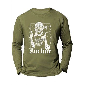 Graphic T Shirt Halloween T Shirt Skull Letter Print Round Neck Long Sleeve Tee, Army green
Graphic T Shirt Halloween T Shirt Skull Letter Print Round Neck Long Sleeve Tee, Army green