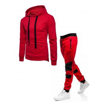 Fleece Liner Side Slit Drop Shoulder Hoodie And Colorblock Drawstring Waist Jogger Sweatpants Sport Outfit, Red
Fleece Liner Side Slit Drop Shoulder Hoodie And Colorblock Drawstring Waist Jogger Sweatpants Sport Outfit, Red