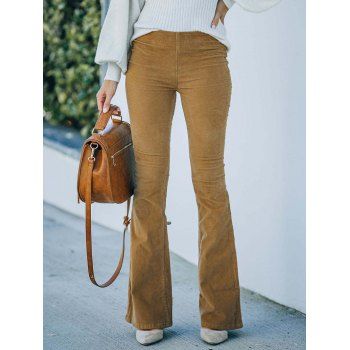 Plain Color Flare Pants High Waist Zipper Fly Patch Pocket Long Pants, Deep coffee
Plain Color Flare Pants High Waist Zipper Fly Patch Pocket Long Pants, Deep coffee