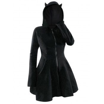 Plus Size Velour Mini Hooded Dress Animal Ear Hood Long Sleeve Zip Up A Line Dress, Black
Plus Size Velour Mini Hooded Dress Animal Ear Hood Long Sleeve Zip Up A Line Dress, Black