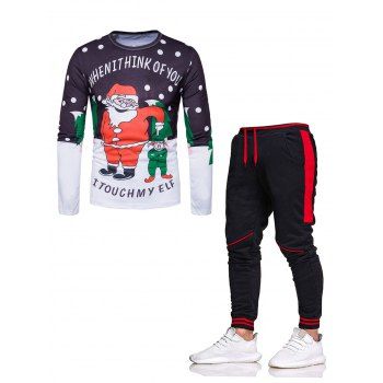 Christmas Funny Santa Clause Polka Dots Print Ugly T-shirt And Contrast Stripe Print Jogger Sweatpants Sport Outfit, Black
Christmas Funny Santa Clause Polka Dots Print Ugly T-shirt And Contrast Stripe Print Jogger Sweatpants Sport Outfit, Black