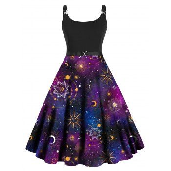 Plus Size Dress Galaxy Planet Moon Star Print High Waisted Dress Twisted Ring A Line Midi Dress, Black
Plus Size Dress Galaxy Planet Moon Star Print High Waisted Dress Twisted Ring A Line Midi Dress, Black