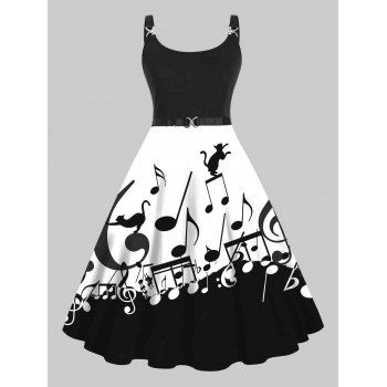 Plus Size Dress Colorblock Note Print High Waisted Dress Twisted Ring A Line Midi Dress, Black
Plus Size Dress Colorblock Note Print High Waisted Dress Twisted Ring A Line Midi Dress, Black