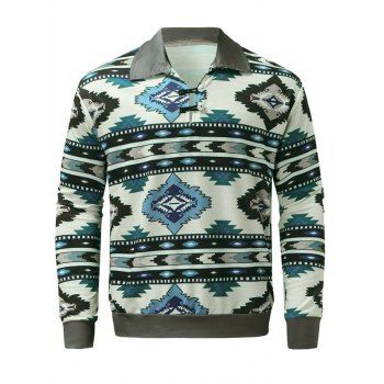 Tribal Geometric Allover Print Sweatshirt Turndown Long Sleeve Contrasting Sweatshirt, Gray
Tribal Geometric Allover Print Sweatshirt Turndown Long Sleeve Contrasting Sweatshirt, Gray