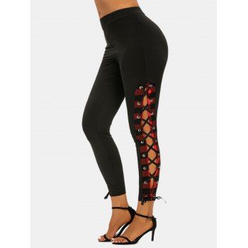 Plus Size & Curve Leggings Plaid Print Lace Up Leggings Skinny Long Leggings, Black
Plus Size & Curve Leggings Plaid Print Lace Up Leggings Skinny Long Leggings, Black