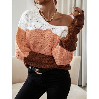 Contrast Colorblock Drop Shoulder Sweater Hollow Out Ribbed Pullover Sweater, Multicolor
Contrast Colorblock Drop Shoulder Sweater Hollow Out Ribbed Pullover Sweater, Multicolor