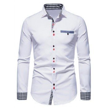 Plaid Panel Shirt Mock Pocket Turn Down Collar Long Sleeve Button Up Shirt, White
Plaid Panel Shirt Mock Pocket Turn Down Collar Long Sleeve Button Up Shirt, White