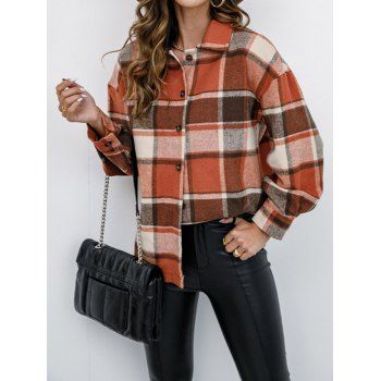 Button Up Shacket Plaid Print Shacket Turn Down Collar Long Sleeve Shacket, Orange
Button Up Shacket Plaid Print Shacket Turn Down Collar Long Sleeve Shacket, Orange
