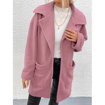 Fleece Coat Plain Color Patch Pocket Lapel Collar Full Sleeve Long Coat, Light pink
Fleece Coat Plain Color Patch Pocket Lapel Collar Full Sleeve Long Coat, Light pink