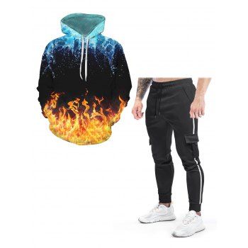 Water Fire Flame Print Drawstring Kangaroo Pocket Hoodie And Side Stripe Pockets Beam Feet Sweatpants Outfit, Blue
Water Fire Flame Print Drawstring Kangaroo Pocket Hoodie And Side Stripe Pockets Beam Feet Sweatpants Outfit, Blue