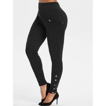 Plus Size Wide Elastic High Waist Long Pants Snap Buttons Solid Color Skinny Pants, Black
Plus Size Wide Elastic High Waist Long Pants Snap Buttons Solid Color Skinny Pants, Black