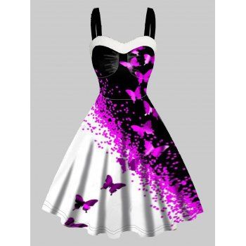 Butterfly Print Colorblock Faux Fur Panel Mini Dress Sleeveless Sweetheart Neck Cami Dress, Purple
Butterfly Print Colorblock Faux Fur Panel Mini Dress Sleeveless Sweetheart Neck Cami Dress, Purple
