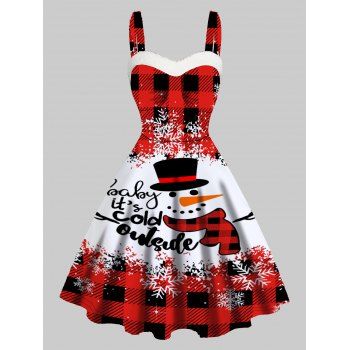 Cute Snowman Snowflake Letter Plaid Print Graphic Christmas Dress Faux Fur Panel Sweetheart Neck Mini Dress Sleeveless A Line Cami Dress, Red
Cute Snowman Snowflake Letter Plaid Print Graphic Christmas Dress Faux Fur Panel Sweetheart Neck Mini Dress Sleeveless A Line Cami Dress, Red