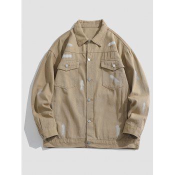 Painting Print Denim Jacket Flap Pocket Patches Button Up Turndown Collar Jean Jacket, Light yellow
Painting Print Denim Jacket Flap Pocket Patches Button Up Turndown Collar Jean Jacket, Light yellow