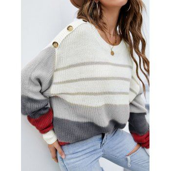 Contrast Colorblock Sweater Textured Mock Button Drop Shoulder Long Sleeve Pullover Sweater, Multicolor
Contrast Colorblock Sweater Textured Mock Button Drop Shoulder Long Sleeve Pullover Sweater, Multicolor