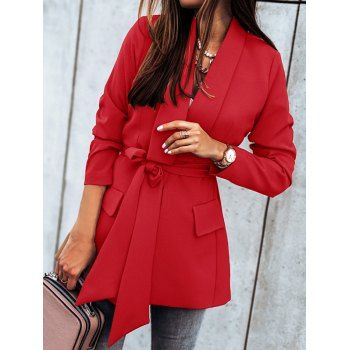 Solid Color Single Button Belted Blazer Mock Pocket Lapel Collar Blazer, Multicolor
Solid Color Single Button Belted Blazer Mock Pocket Lapel Collar Blazer, Multicolor