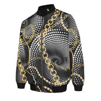 Polka Dot Chain Printed Coat Stand Collar Side Pocket Long Sleeve Zip Up Coat, Multicolor
Polka Dot Chain Printed Coat Stand Collar Side Pocket Long Sleeve Zip Up Coat, Multicolor