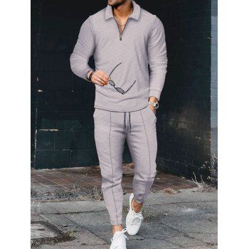 Geometric Print Outfit Quater Zip Long Sleeve T Shirt And Piped Drawstring Long Pants Set, Light gray
Geometric Print Outfit Quater Zip Long Sleeve T Shirt And Piped Drawstring Long Pants Set, Light gray