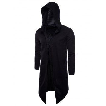 Asymmetric Textured Long Hooded Top Full Sleeve Solid Color Open Front Top With Hood, Black
Asymmetric Textured Long Hooded Top Full Sleeve Solid Color Open Front Top With Hood, Black