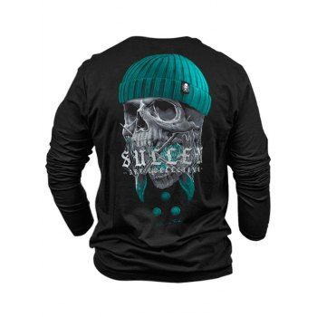 Gothic T Shirt Skull With Hat Pattern Graphic T Shirt Round Neck Long Sleeve Tee, Black
Gothic T Shirt Skull With Hat Pattern Graphic T Shirt Round Neck Long Sleeve Tee, Black