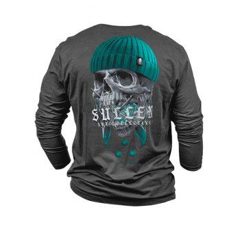 Gothic T Shirt Skull With Hat Pattern Graphic T Shirt Round Neck Long Sleeve Tee, Dark gray
Gothic T Shirt Skull With Hat Pattern Graphic T Shirt Round Neck Long Sleeve Tee, Dark gray
