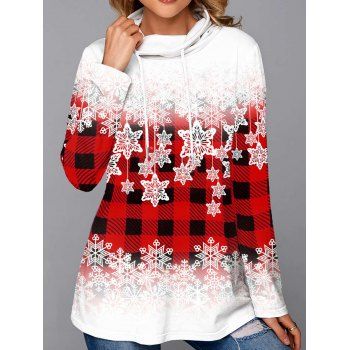 Christmas Sweatshirt Plaid Print Snowflake Drawstring Long Sleeve Sweatshirt, Red
Christmas Sweatshirt Plaid Print Snowflake Drawstring Long Sleeve Sweatshirt, Red