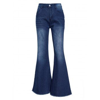 Frayed Hem Jeans Dark Wash Flare Jeans Zipper Fly High Waisted Pocket Long Denim Pants, Blue
Frayed Hem Jeans Dark Wash Flare Jeans Zipper Fly High Waisted Pocket Long Denim Pants, Blue