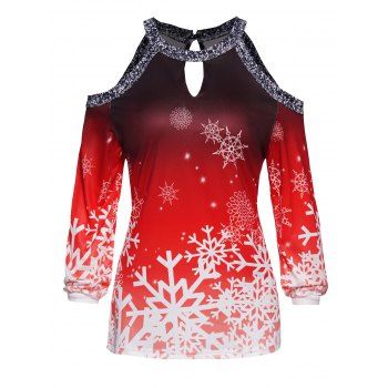 Christmas Snowflake Print Top Cold Shoulder Cut Out Keyhole Long Sleeve Xmas Top, Multicolor a
Christmas Snowflake Print Top Cold Shoulder Cut Out Keyhole Long Sleeve Xmas Top, Multicolor a