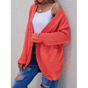 Cable Knit Sweater Cardigan Open Front Plain Color Patch Design Pocket Long Sleeve Cardigan, Orange
Cable Knit Sweater Cardigan Open Front Plain Color Patch Design Pocket Long Sleeve Cardigan, Orange