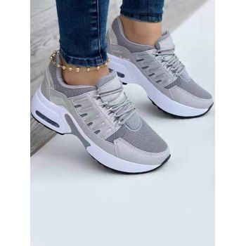 Breathable Lace Up Sport Shoes, Gray