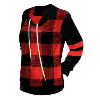 Contrast Plaid Print Sweatshirt Drawstring Cowl Neck Casual Sweatshirt, Multicolor a
Contrast Plaid Print Sweatshirt Drawstring Cowl Neck Casual Sweatshirt, Multicolor a
