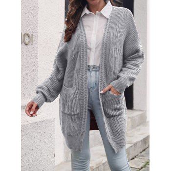 Textured Plain Color Cardigan Open Front Patch Design Pocket Full Sleeve Long Cardigan, White
Textured Plain Color Cardigan Open Front Patch Design Pocket Full Sleeve Long Cardigan, White