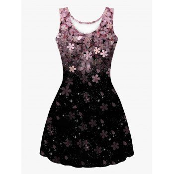 Allover Flower Galaxy Ombre Print Mini Dress Sleeveless High Waist A Line Cami Dress, Multicolor
Allover Flower Galaxy Ombre Print Mini Dress Sleeveless High Waist A Line Cami Dress, Multicolor