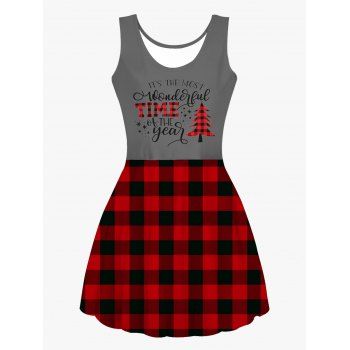 Christmas Tree Slogan Plaid Print Cami Dress Sleeveless Scoop Neck Mini Combo Dress, Multicolor
Christmas Tree Slogan Plaid Print Cami Dress Sleeveless Scoop Neck Mini Combo Dress, Multicolor