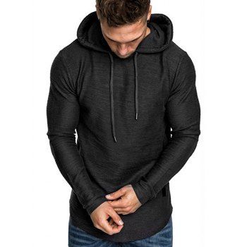 Plain Color Long Hoodie Drawstring Full Sleeve Curved Hem Casual Sweatshirt With Hood, Black
Plain Color Long Hoodie Drawstring Full Sleeve Curved Hem Casual Sweatshirt With Hood, Black