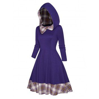 Plaid Print Panel Hooded Dress High Waisted Long Sleeve Casual Dress A Line Mini Dress, Concord
Plaid Print Panel Hooded Dress High Waisted Long Sleeve Casual Dress A Line Mini Dress, Concord