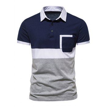 Contrast Colorblock Short Sleeve T-shirt Turn Down Collar Pocket Patch A Quarter Button Tee, Multicolor
Contrast Colorblock Short Sleeve T-shirt Turn Down Collar Pocket Patch A Quarter Button Tee, Multicolor