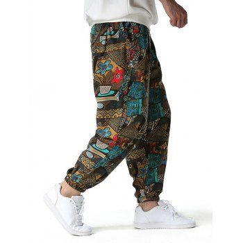 Ethnic Style Pants Printed Beam Feet Drawstring Waist Side Pocket Long Pants, Multicolor
Ethnic Style Pants Printed Beam Feet Drawstring Waist Side Pocket Long Pants, Multicolor