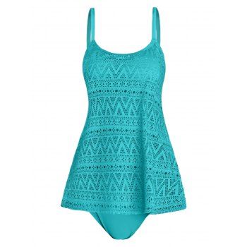 Modest Tankini Swimsuit Geometric Hollow Out Lace Bathing Suit Beach Tummy Control Swimwear, Green
Modest Tankini Swimsuit Geometric Hollow Out Lace Bathing Suit Beach Tummy Control Swimwear, Green