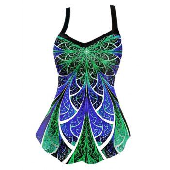 Modest Swimsuit 3D Print Tummy Control Tankini Swimwear Set Cut Out Detail Beach Bathing Suit, Green
Modest Swimsuit 3D Print Tummy Control Tankini Swimwear Set Cut Out Detail Beach Bathing Suit, Green